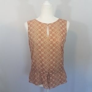 Ann Taylor Loft Tan Pattern Sleeveless Top Sz 6